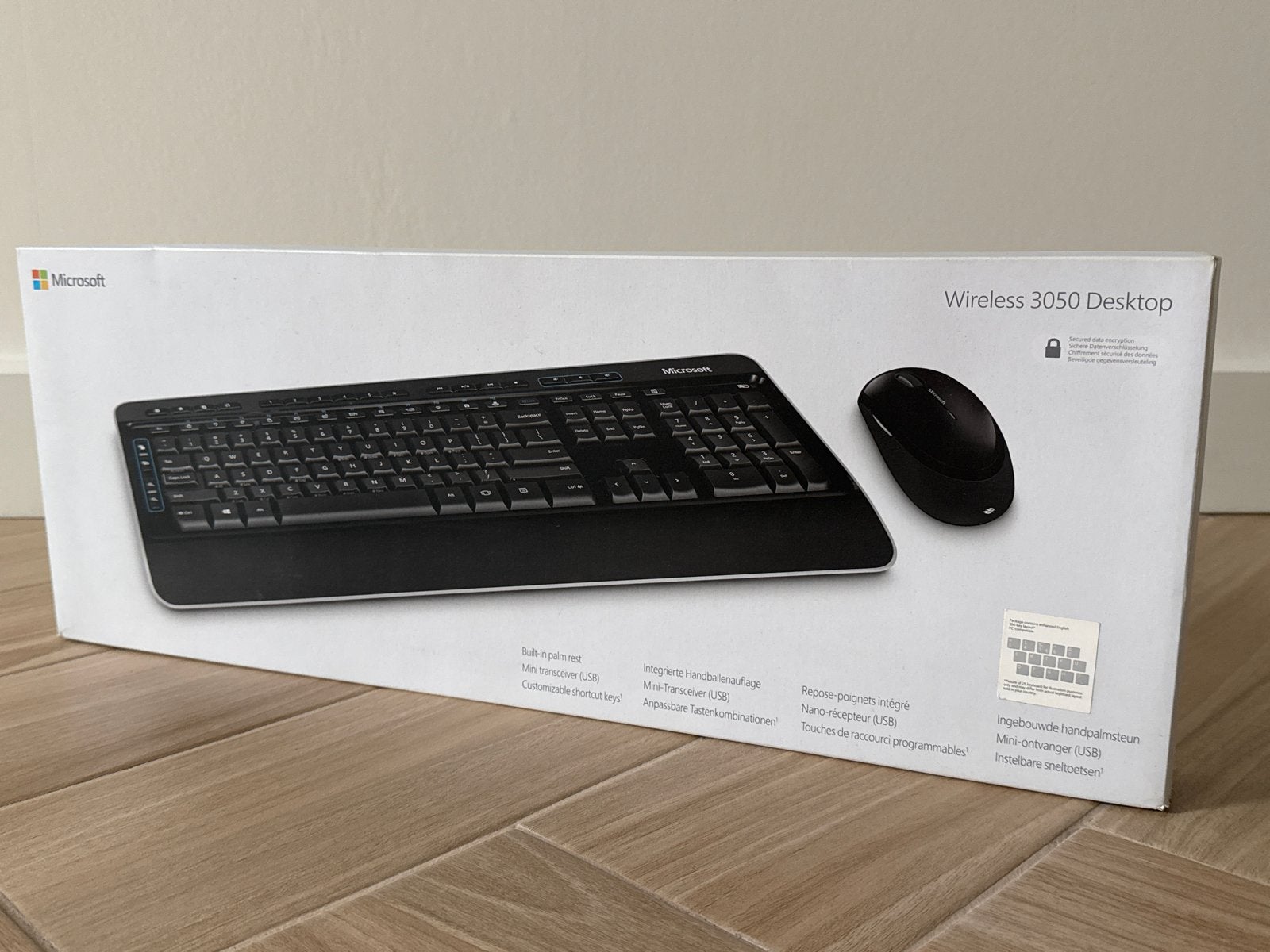 Microsoft Wireless 3050 Desktop Toetsenbord en Muis Set, Ergonomisch, Linkshandig, Overige typen, Nieuw