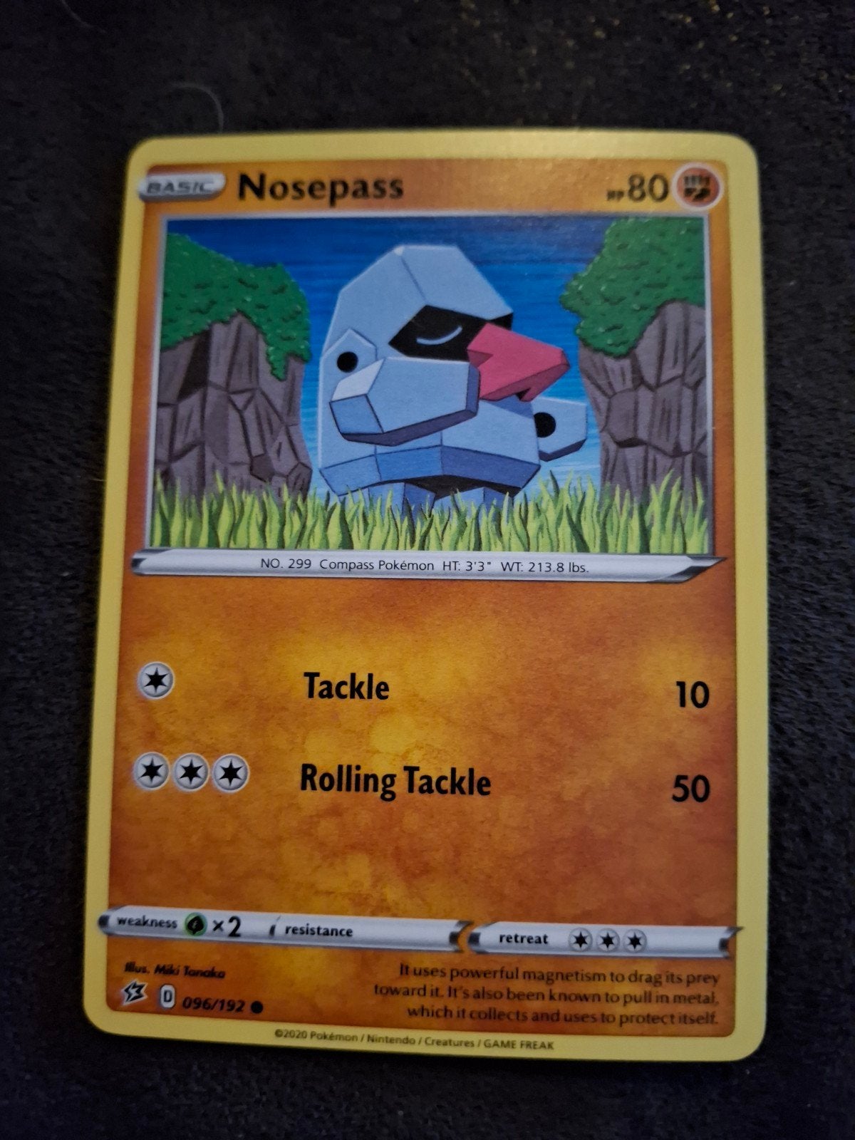 Nosepass Pokémon Kaart - 096/192 - Sword & Shield, Ophalen of Verzenden, Zo goed als nieuw, Losse kaart