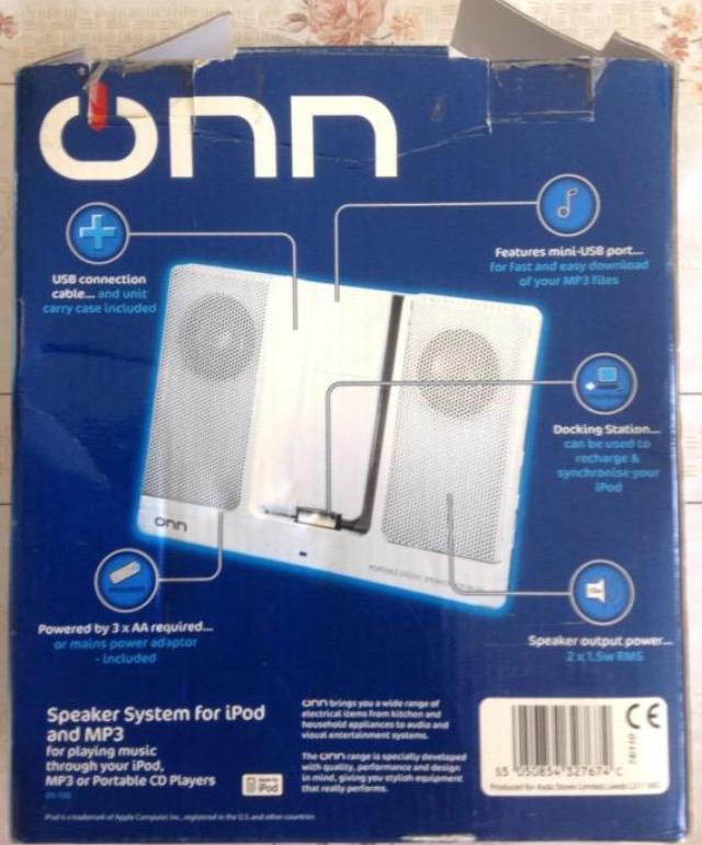Onn Speaker System voor iPod/MP3, Overige typen, Zo goed als nieuw, Minder dan 60 watt, Ophalen