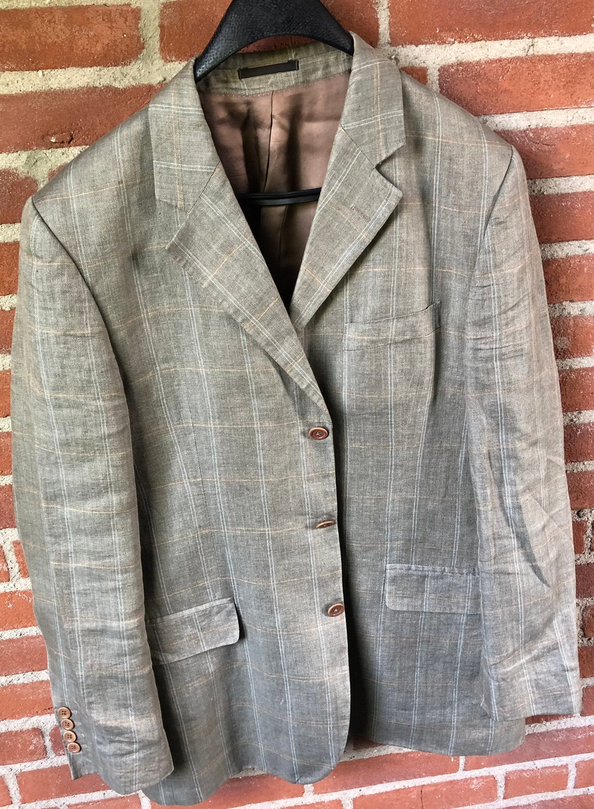 Balthazar Blazer/ jasje 100% Linnen Ruit Mt 52, Ophalen of Verzenden, Gedragen, Maat 52/54 (L), Beige