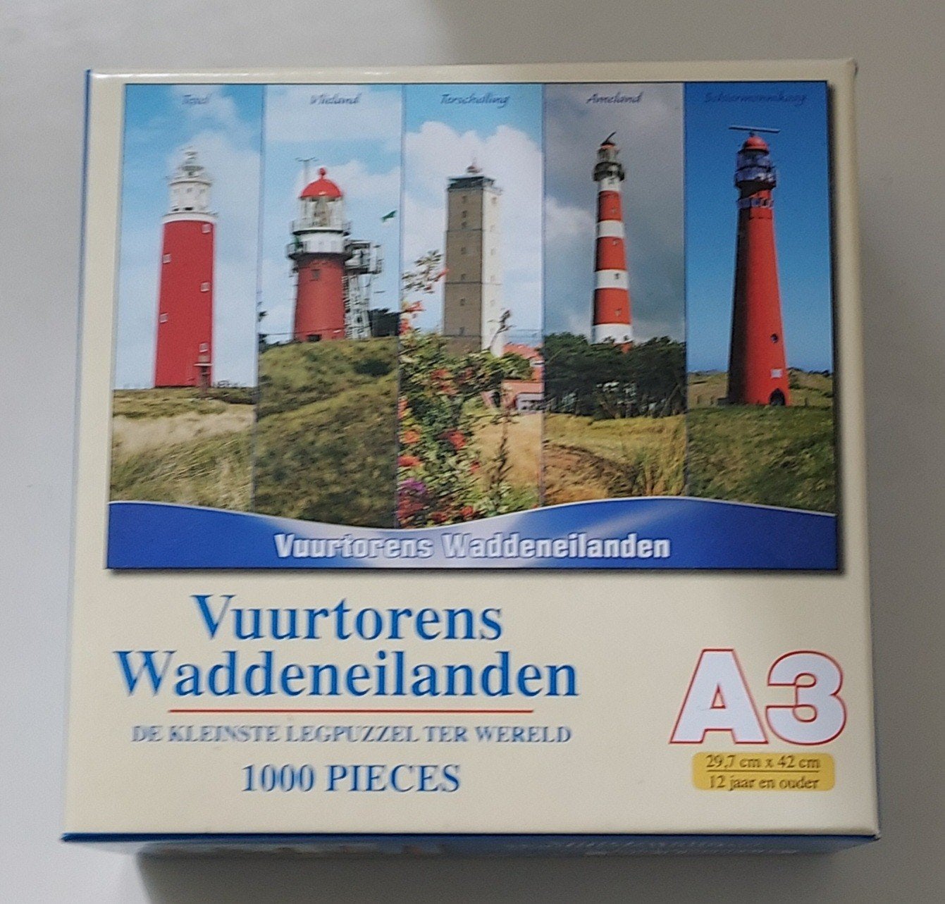 Puzzel 1000 stukjes Vuurtorens Waddeneilanden A3, Ophalen