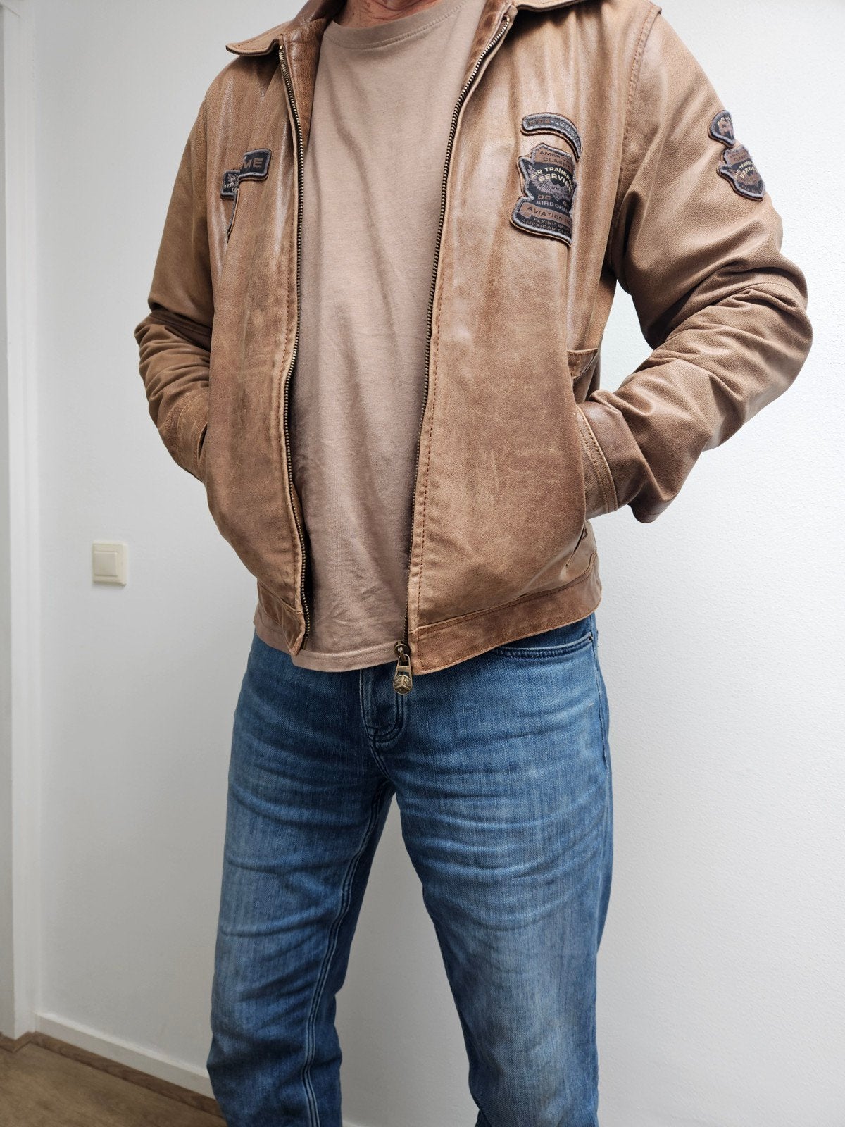 PME Legend Leren motorjas - Maat L, Maat 52/54 (L), Bruin, Ophalen of Verzenden, PME Legend