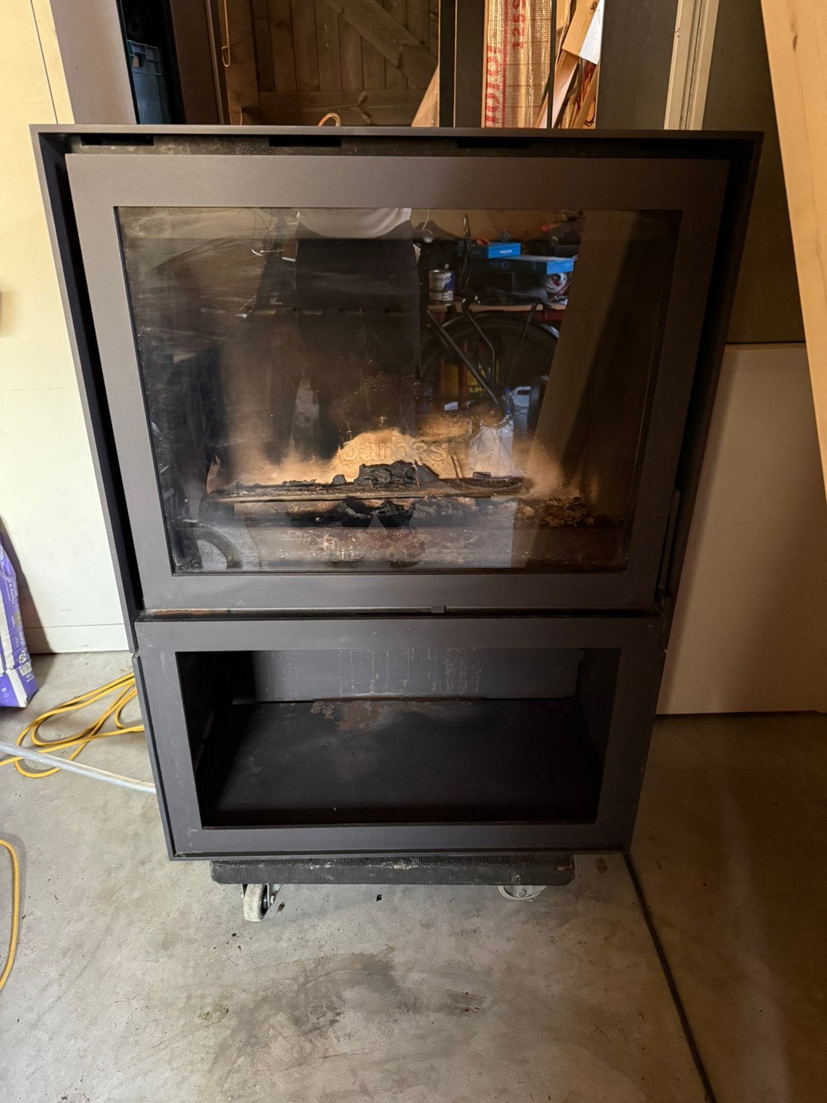 Barbas box 80 houtkachel 11kW met opslag compartiment, Ophalen of Verzenden, Gebruikt, Hout, Houtkachel