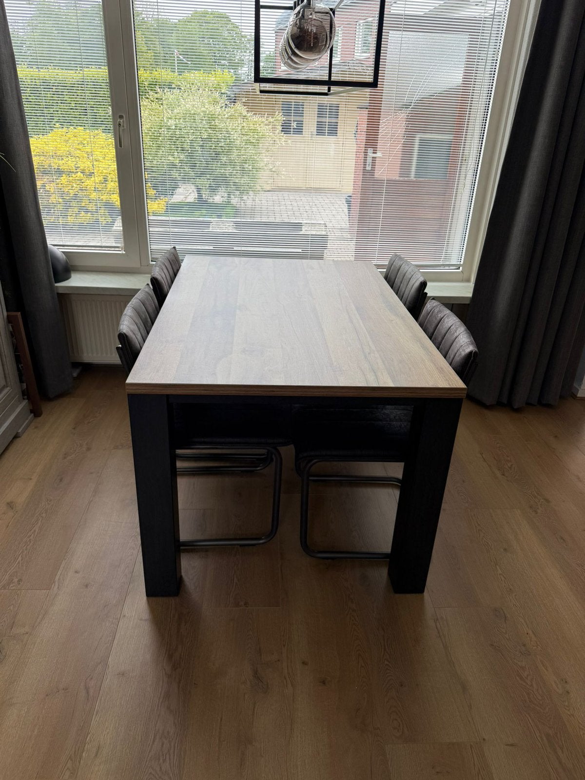Eettafel + stoelen, Huis en Inrichting, Tafels | Eettafels, Ophalen, Gebruikt, 100 tot 150 cm, 50 tot 100 cm