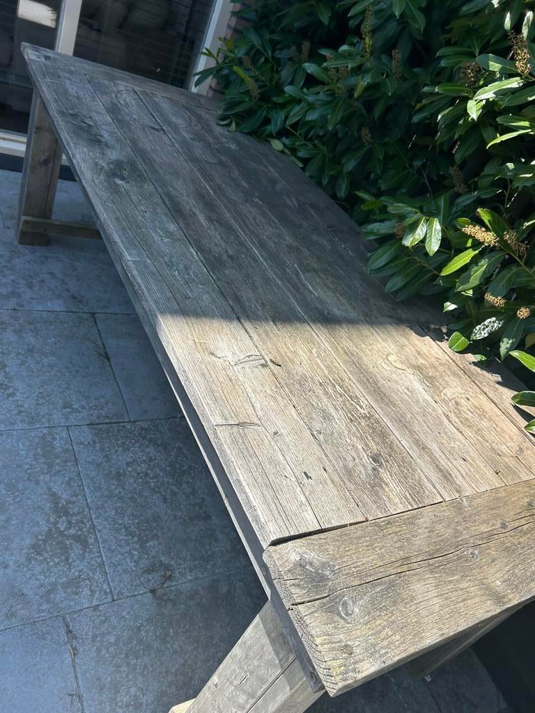Tafel + bank, Ophalen, Gebruikt, Rechthoekig, Hout