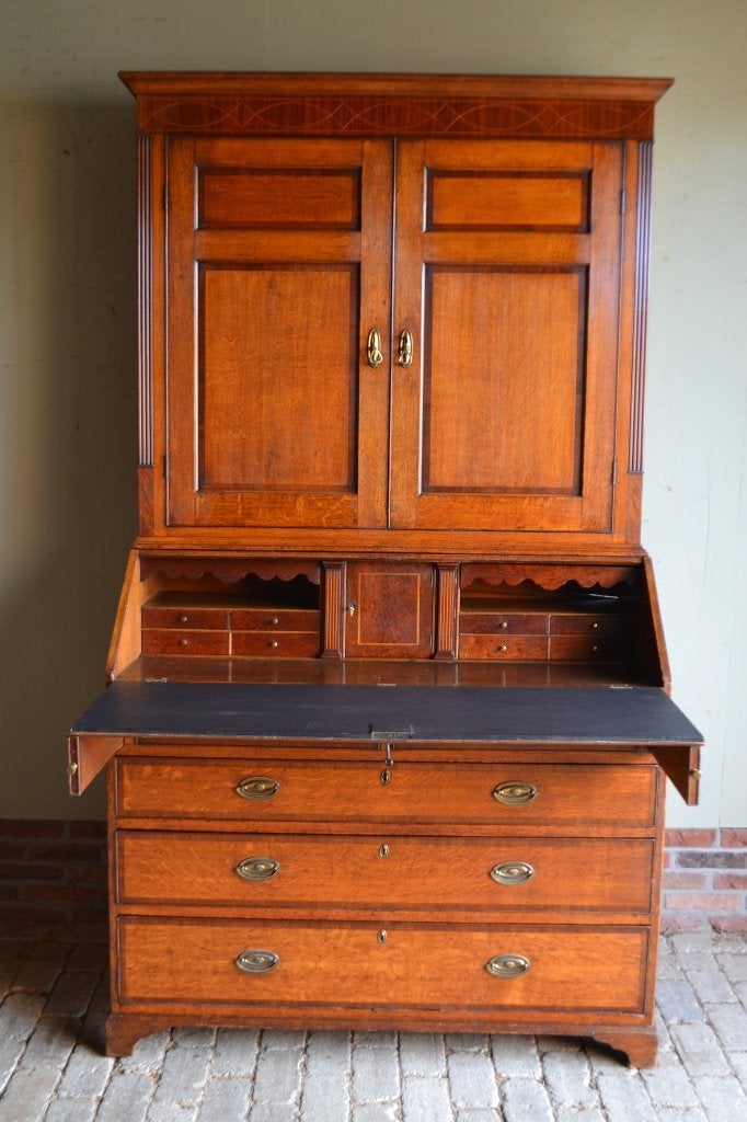 Prachtig antiek eiken houten topbureau, secretaire, buro., Antiek en Kunst, Verzenden