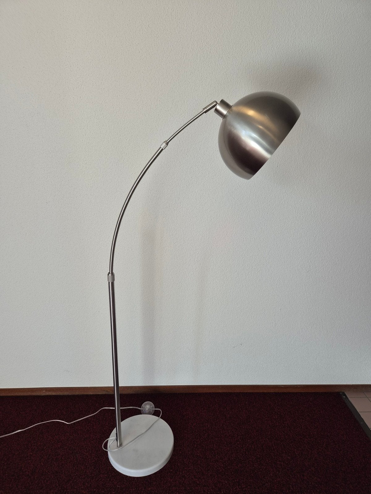 Booglamp met marmeren voet en metalen kap, Ophalen, Gebruikt, E27 (groot), Modern, Tijdloos