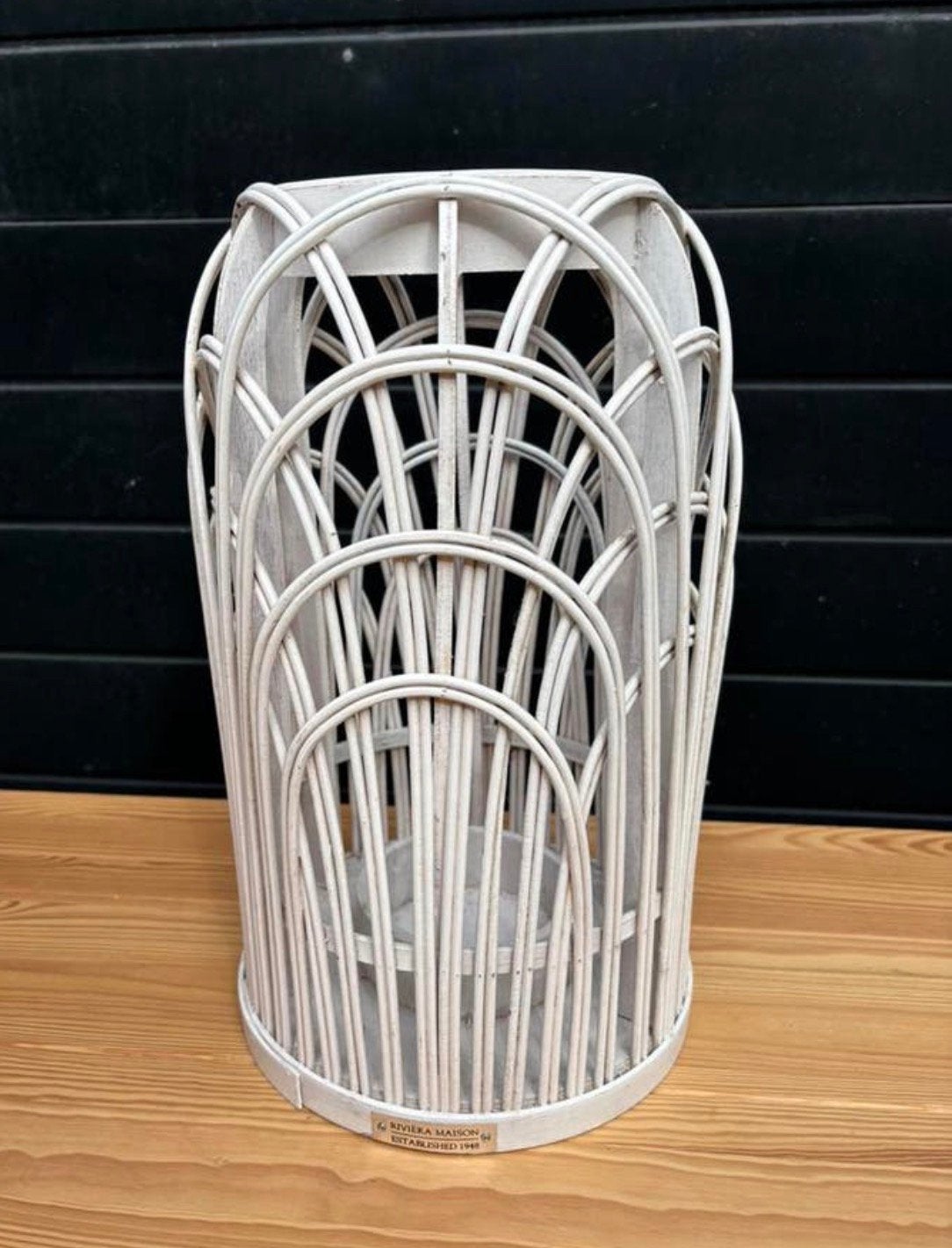 Riviera Maison Wit Bamboe Windlicht Kaarsenhouder, Gebruikt, -, Wit, -