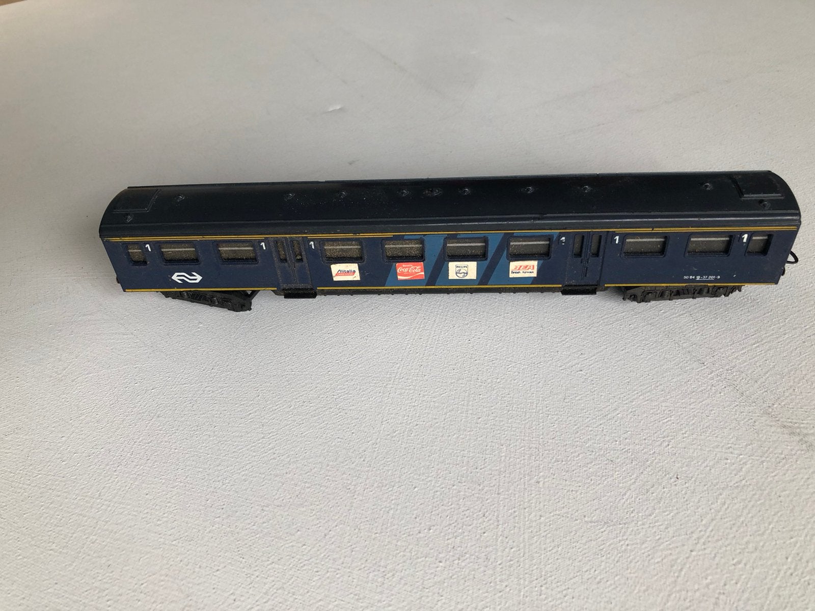 Lima NS Trein Schaal H0 - Blauw met Reclame, Gebruikt, Gelijkstroom, Wagon, Ophalen of Verzenden