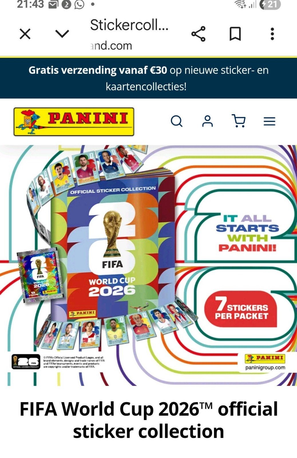Panini WK 2026 plaatjes aangeboden, Eén persoon