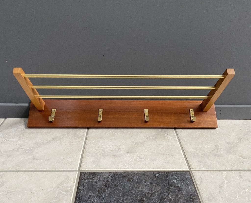 60 jaren klein smal wandkapstok hoeden plank 2 kleuren hout, Wandkapstok, Gebruikt, Ophalen of Verzenden, Minder dan 100 cm