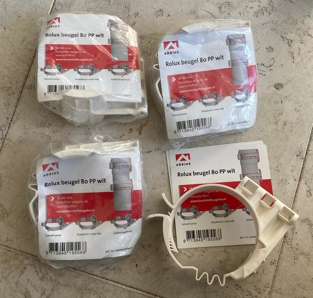 Ubbink Rolux beugel 80 PP wit, 4 stuks, setprijs 10 euro, Ophalen of Verzenden, Zo goed als nieuw