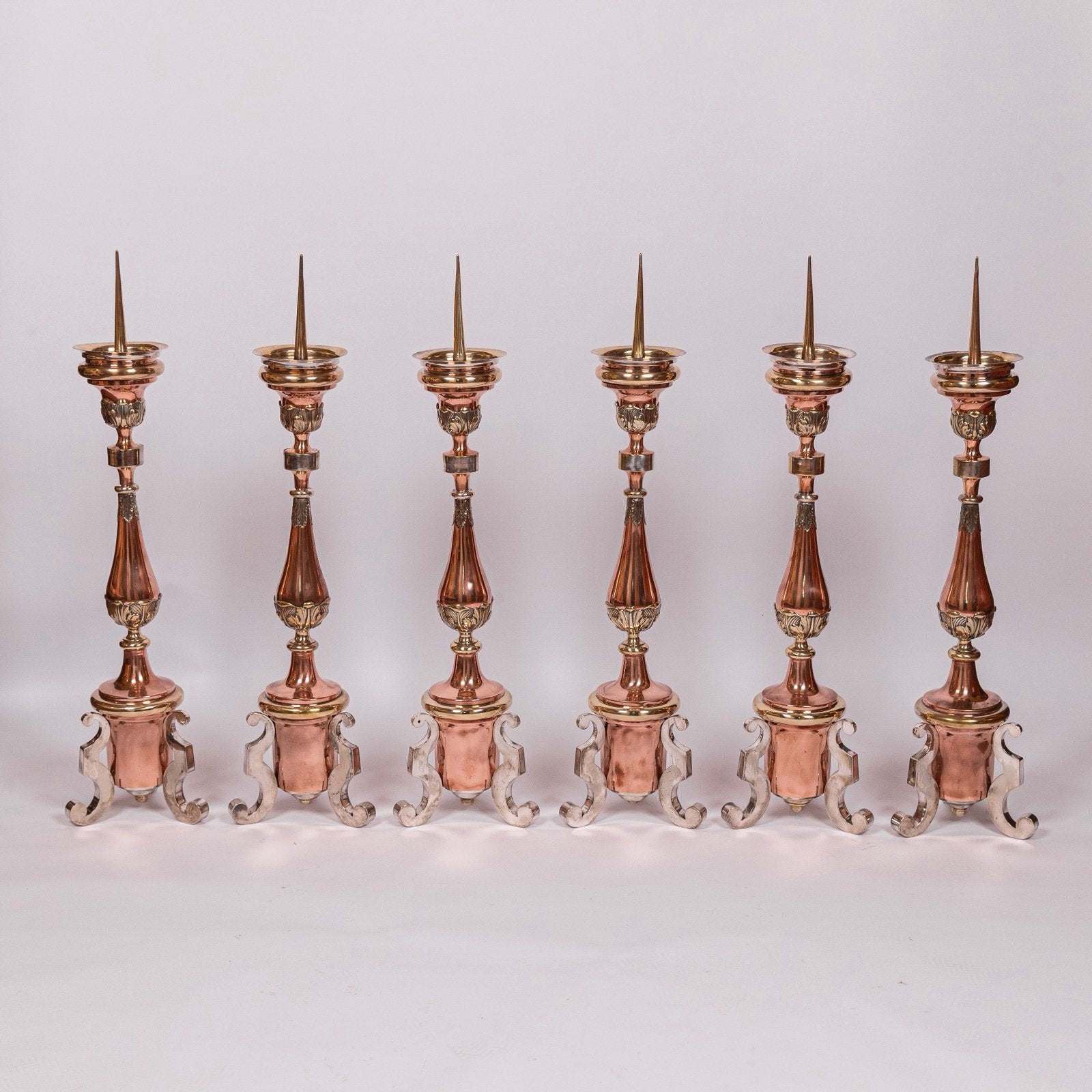 Set van 6 kerkkandelaren, 19e eeuw, Ophalen of Verzenden