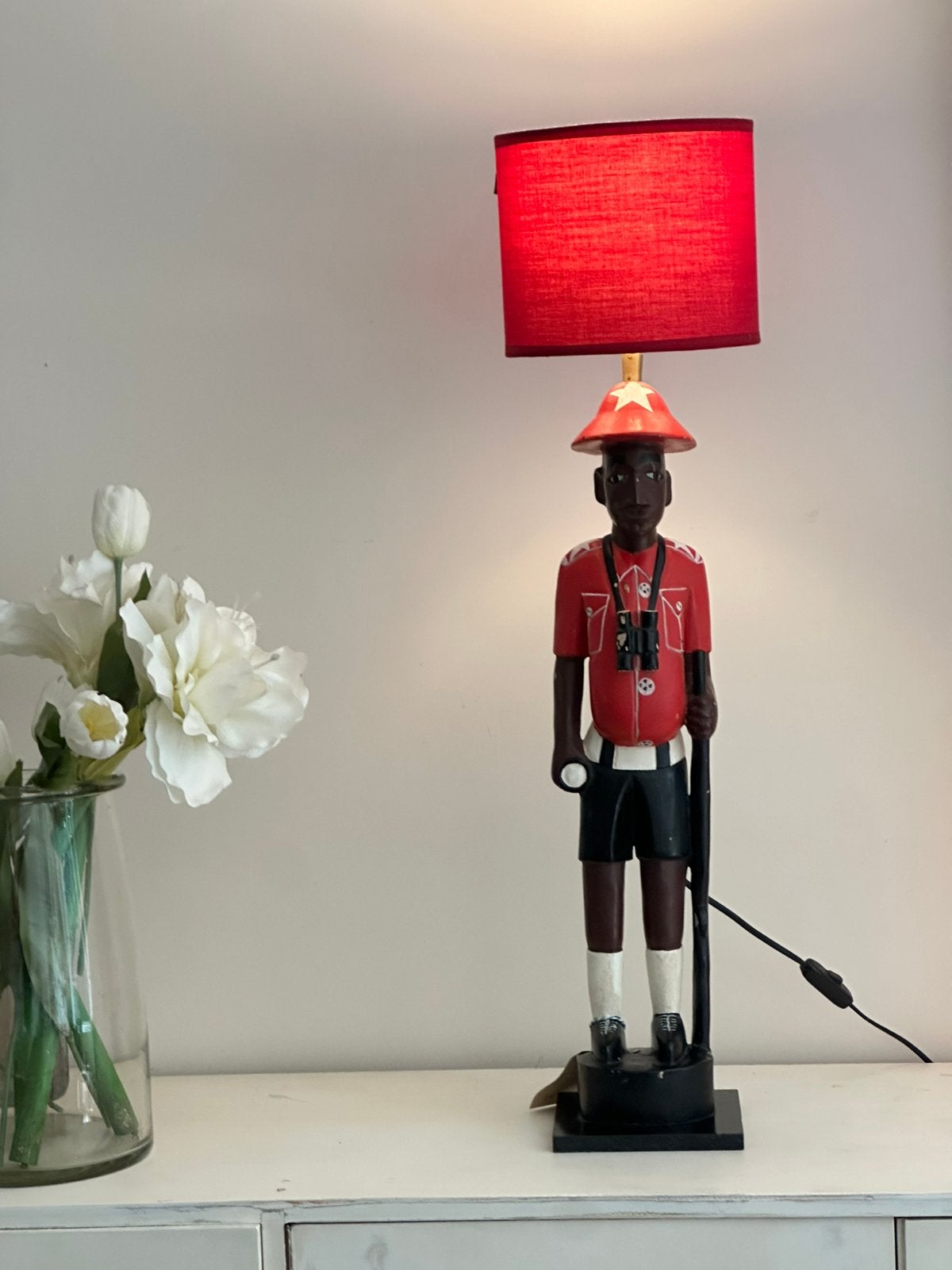 Lampenvoet met kap, Ophalen of Verzenden, Zo goed als nieuw, Rood, Met kap
