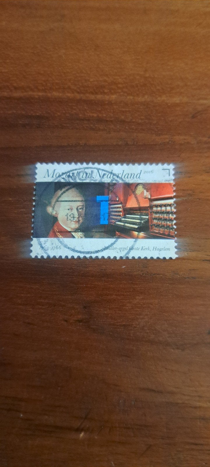 Zegel Mozart, Orgel. Gestempeld. 2016 ., Ophalen of Verzenden