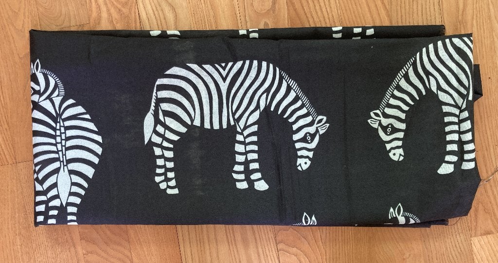 Afrikaanse stof zwart zebra print Tanzania 360x105 cm nieuw, 120 cm of meer, Zwart, Ophalen of Verzenden, Katoen