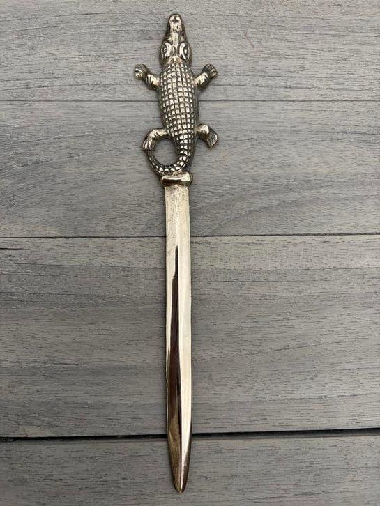 Messing briefopener met krokodil, Ophalen of Verzenden