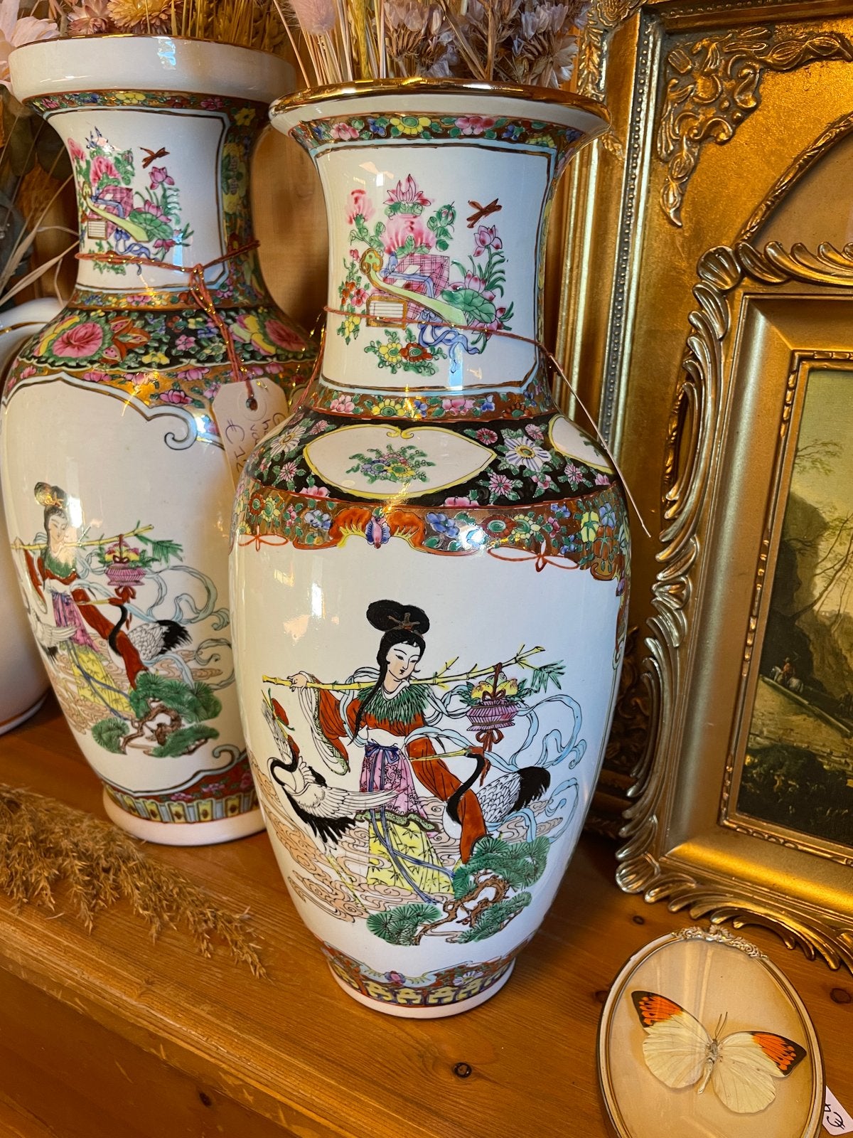 Chinese handbeschilderde vazen met stempel, Antiek en Kunst, Ophalen