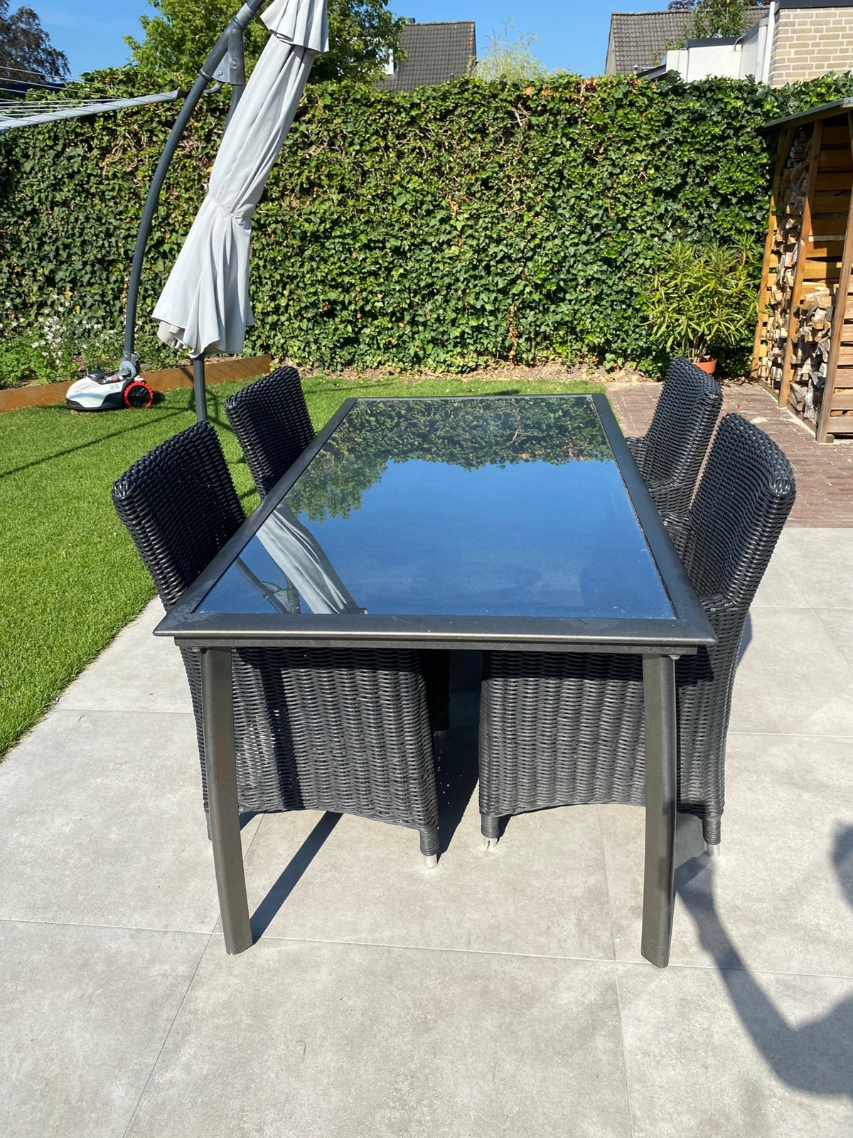 Tuinstel tafel met vier stoelen, Ophalen, 4 zitplaatsen, Gebruikt, Aluminium