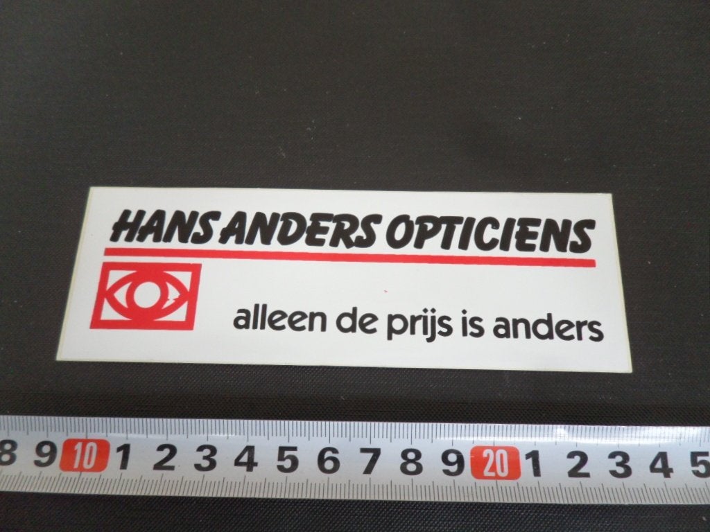 sticker HANS ANDERS Opticiens alleen de prijs is anders, Verzamelen, Stickers, Ophalen, Zo goed als nieuw