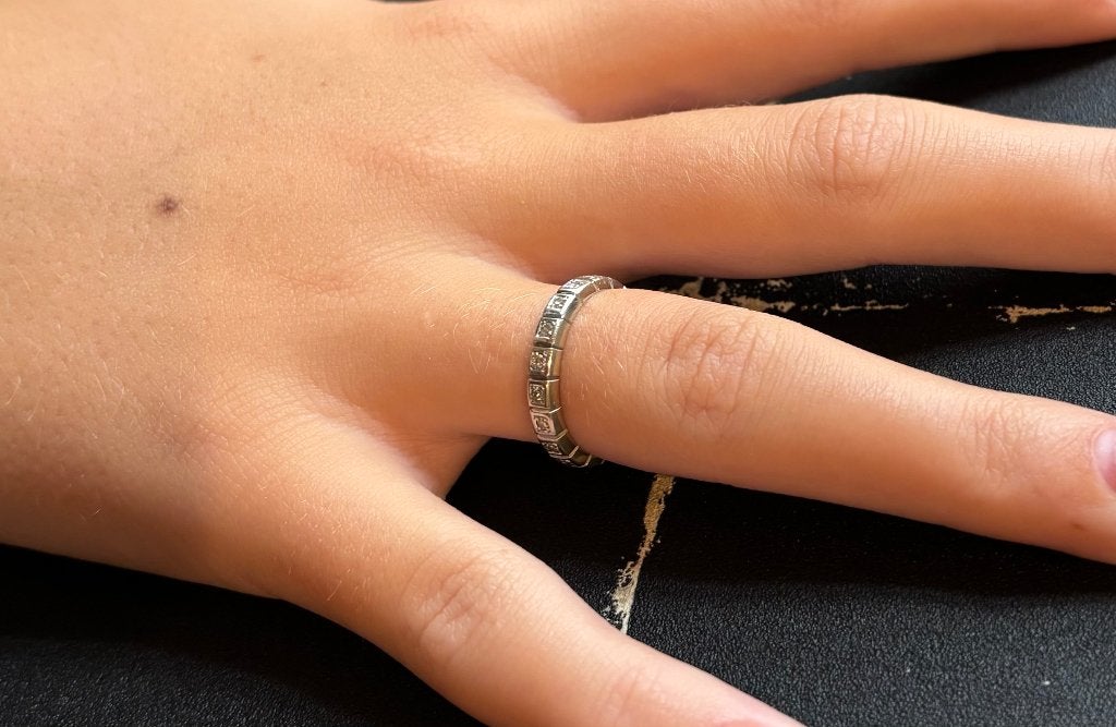 Diamanten 14k gouden alliance rij ring dame briljant fraai, Voordeelsieraden, Ophalen of Verzenden, Met edelsteen, Dame