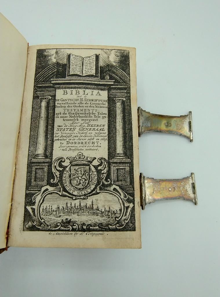 Bijbel met zilveren sloten, A. Verroen, Gouda, 1829, Verzenden, Bijbel