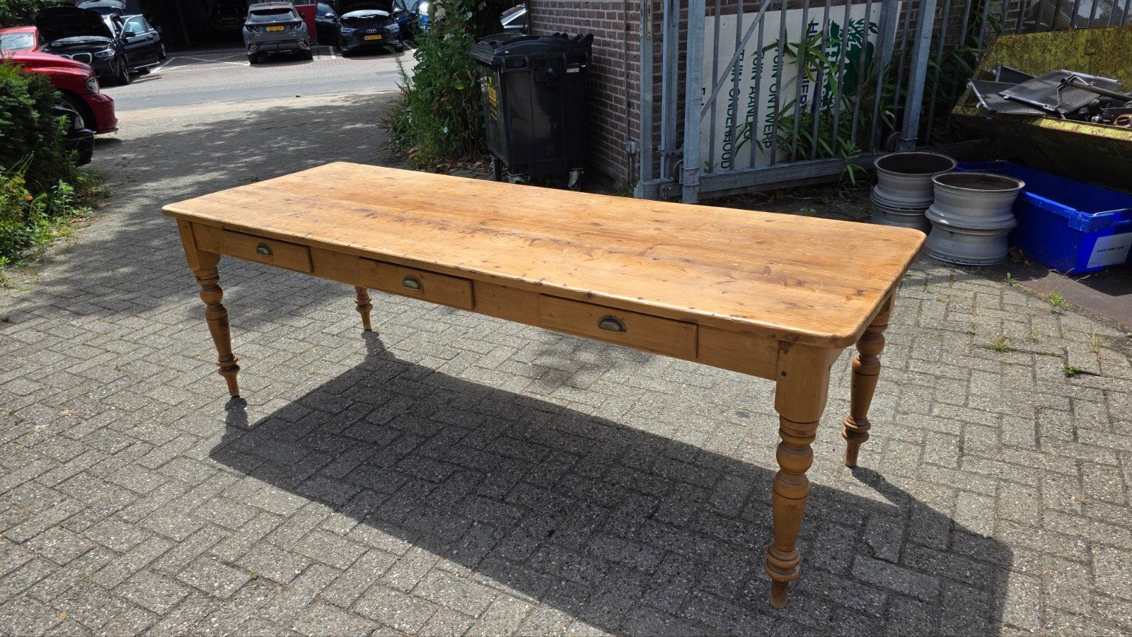 Antieke Franse boeren tafel 247 cm, Ophalen