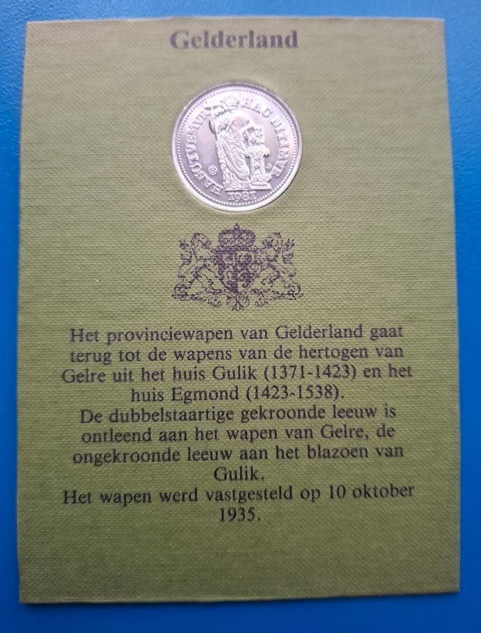 Penning Provincie Gelderland in blister - 1981, Verzenden, Overige materialen, Nederland
