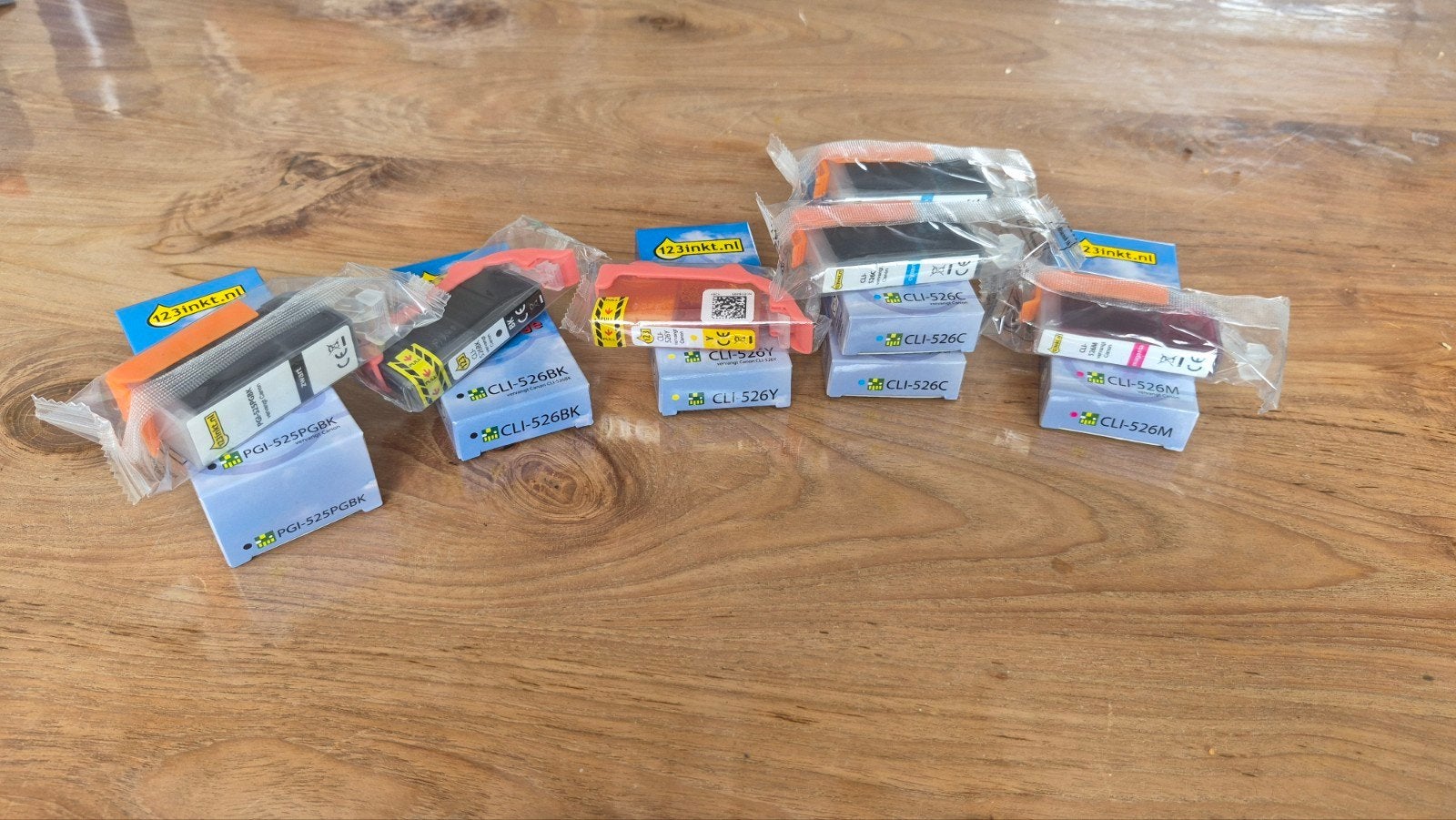 Set inktcartridges Canon CLI-526 CMYK en 525pgbk, Verzenden, Nieuw