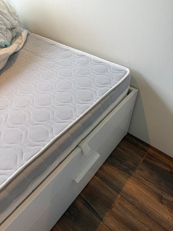 IKEA BRIMNIS bed 140 x 200 incl lattenboden en matras, Huis en Inrichting, Wit, Tweepersoons, Zo goed als nieuw, 200 cm