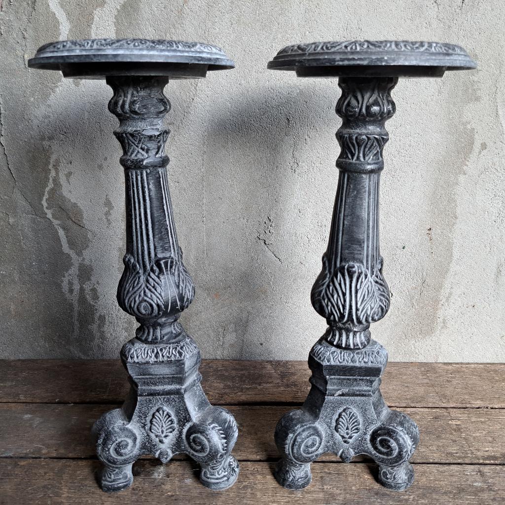 2x Landelijke metalen kandelaar hoogte 30cm *Etage3*, ., Ophalen of Verzenden, Zo goed als nieuw, .