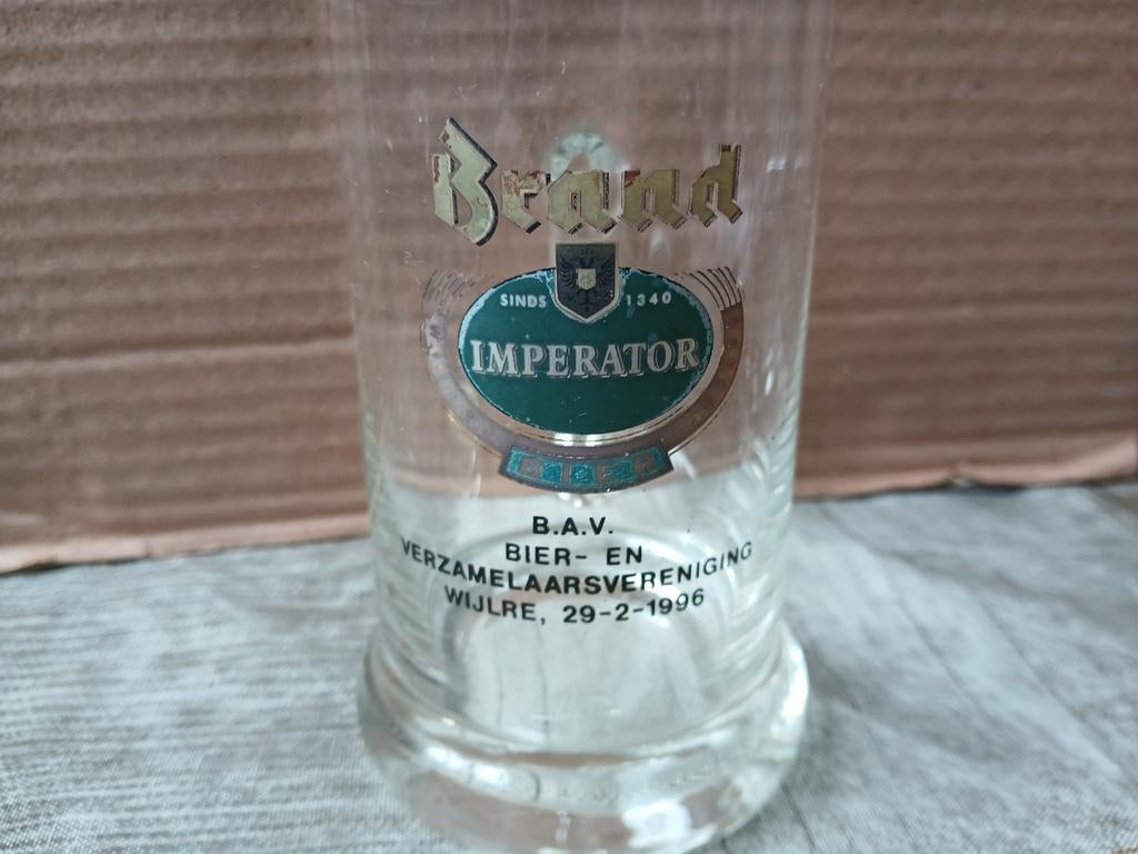 Brand imperator, Verzamelen, Ophalen of Verzenden, Gebruikt, Bierglas