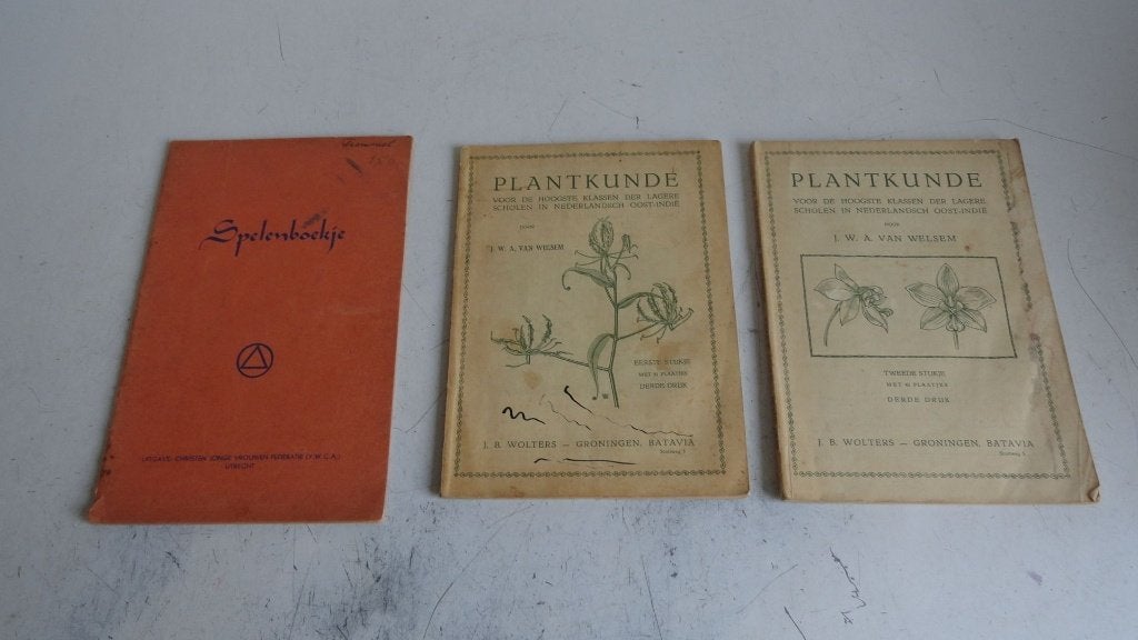 Antieke boekjes, spellenboekje en Plantkunde (Wolters), Ophalen of Verzenden