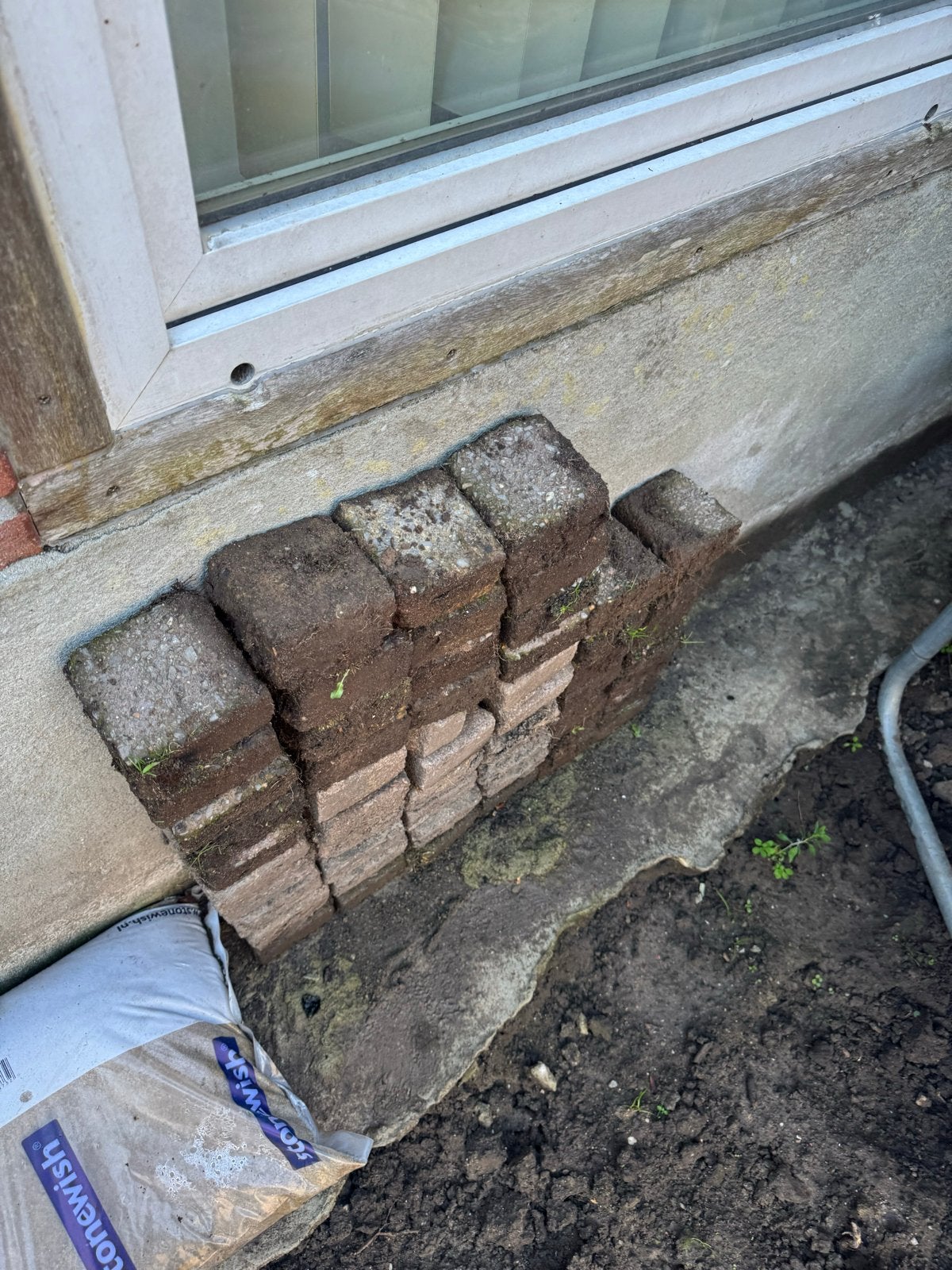 betonnen klinkers 10x10 cm gratis, Ophalen, Gebruikt, Beton, Klinkers
