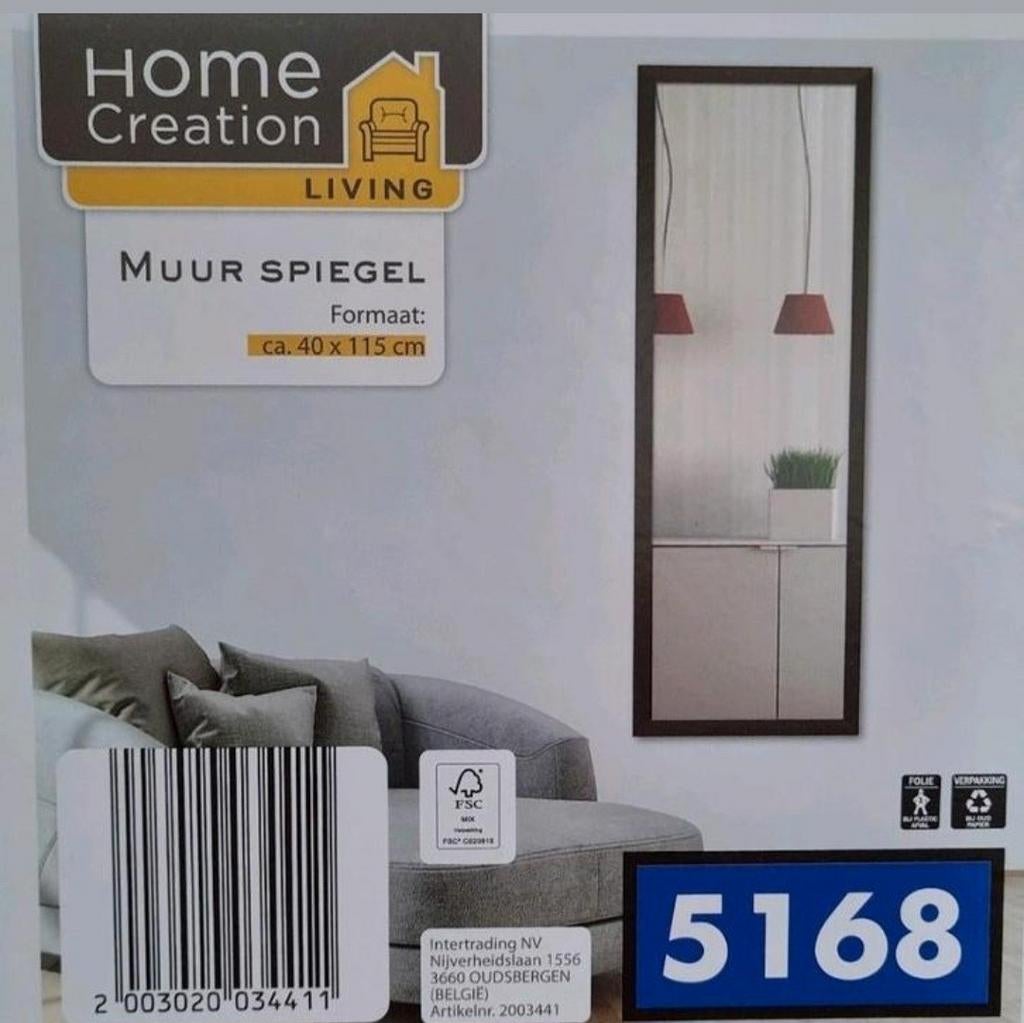 Spiegel 40x115 aluminium rand, Huis en Inrichting, Woonaccessoires | Spiegels, Ophalen, Minder dan 50 cm, 100 tot 150 cm, Nieuw