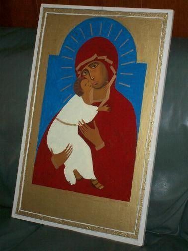 1 religie ikoon icoon maria madonna met kindje jezus 66 / 42, Ophalen