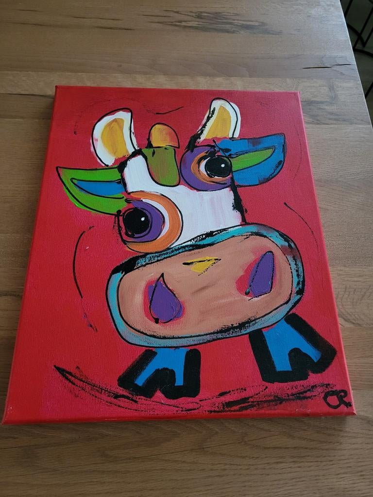 Kleurrijk schilderij van C.M. Leushuis - Déja Moo, Antiek en Kunst, Ophalen