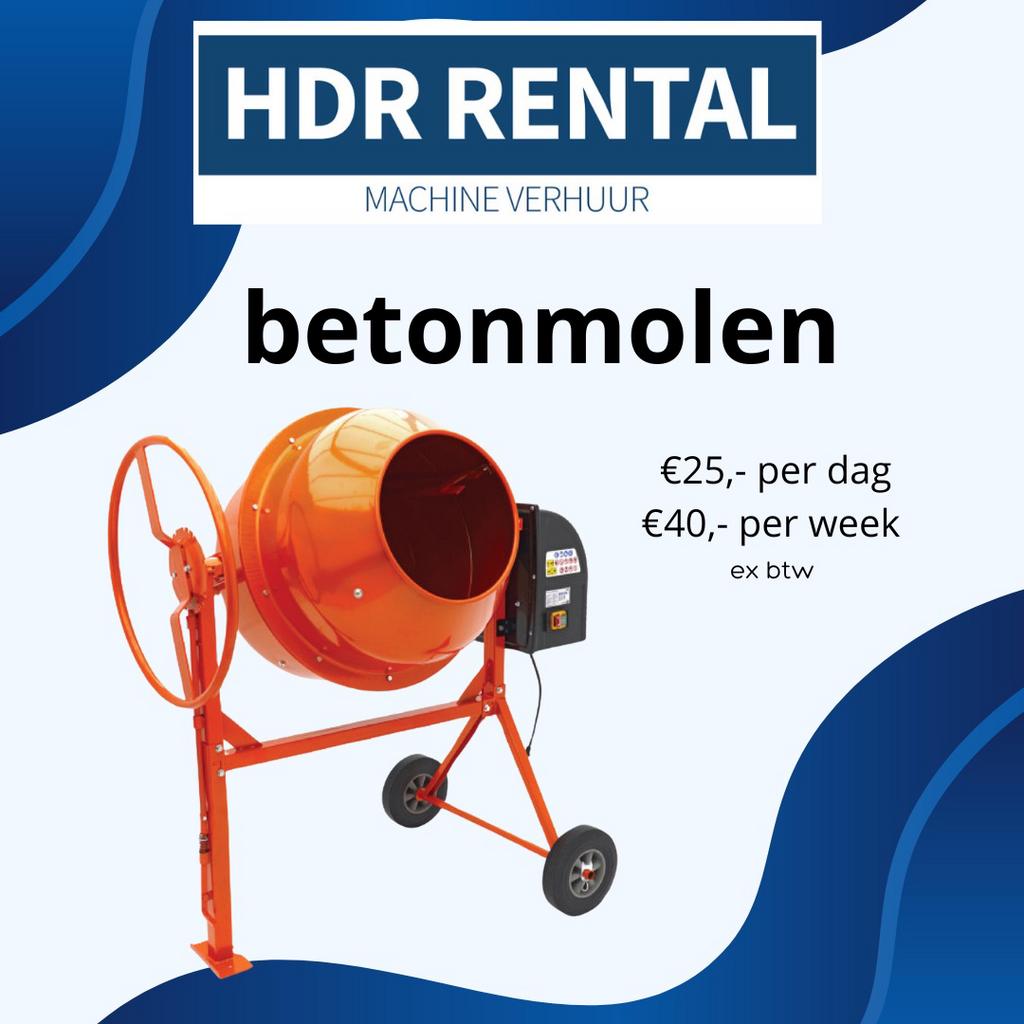 Betonmolen te huur / huren, Doe-het-zelf en Verbouw, Betonmolens, Ophalen of Verzenden, Zo goed als nieuw