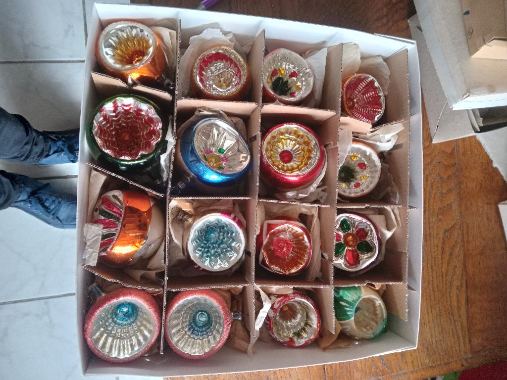 oude kerstbal nr 178 model grote deukballen, Ophalen of Verzenden, Gebruikt