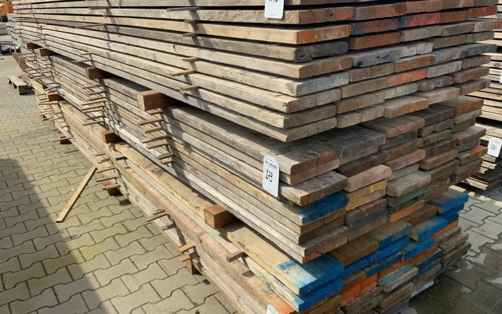 Hele mooie gebruikte steigerplanken / steigerdelen 5.00M, Doe-het-zelf en Verbouw, Ophalen, Gebruikt, Gevelsteiger, 5 meter of hoger