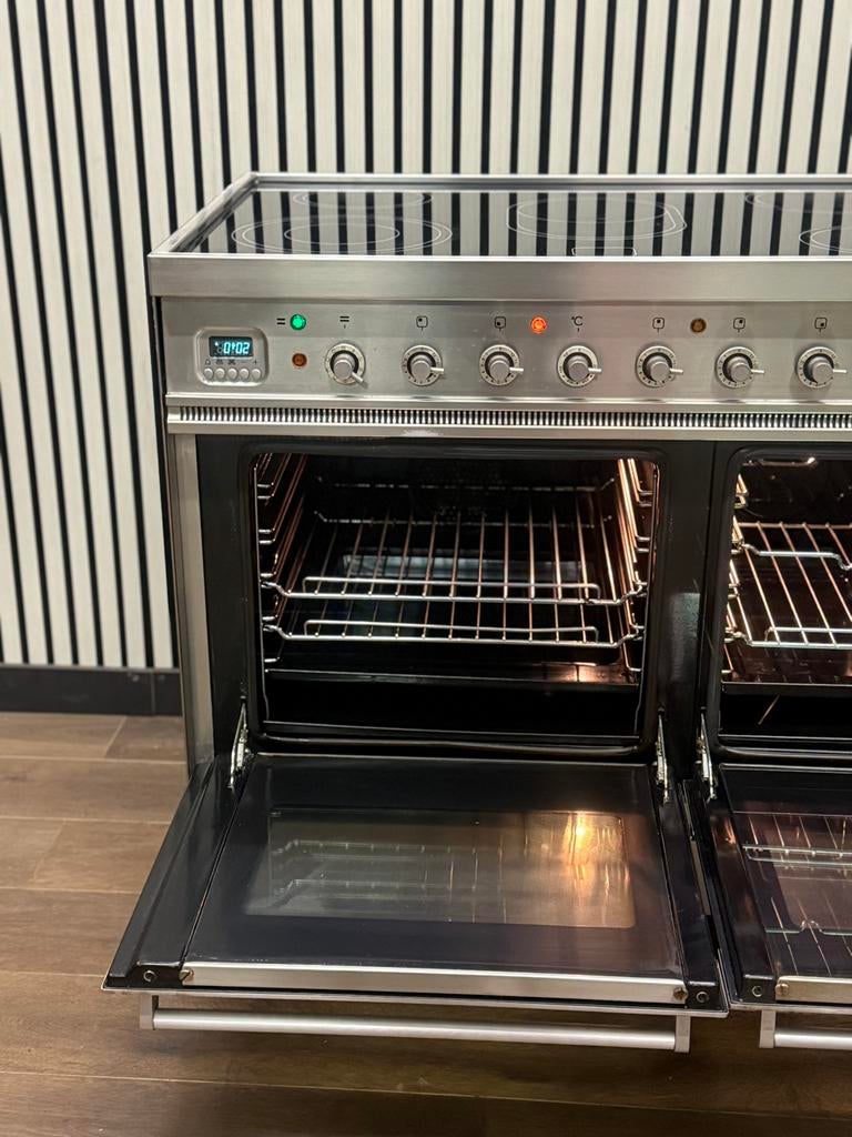 Luxe Boretti Fornuis keramisch met dubbele oven 90 cm, Grill, Ophalen of Verzenden, Zo goed als nieuw, Energieklasse A of zuiniger
