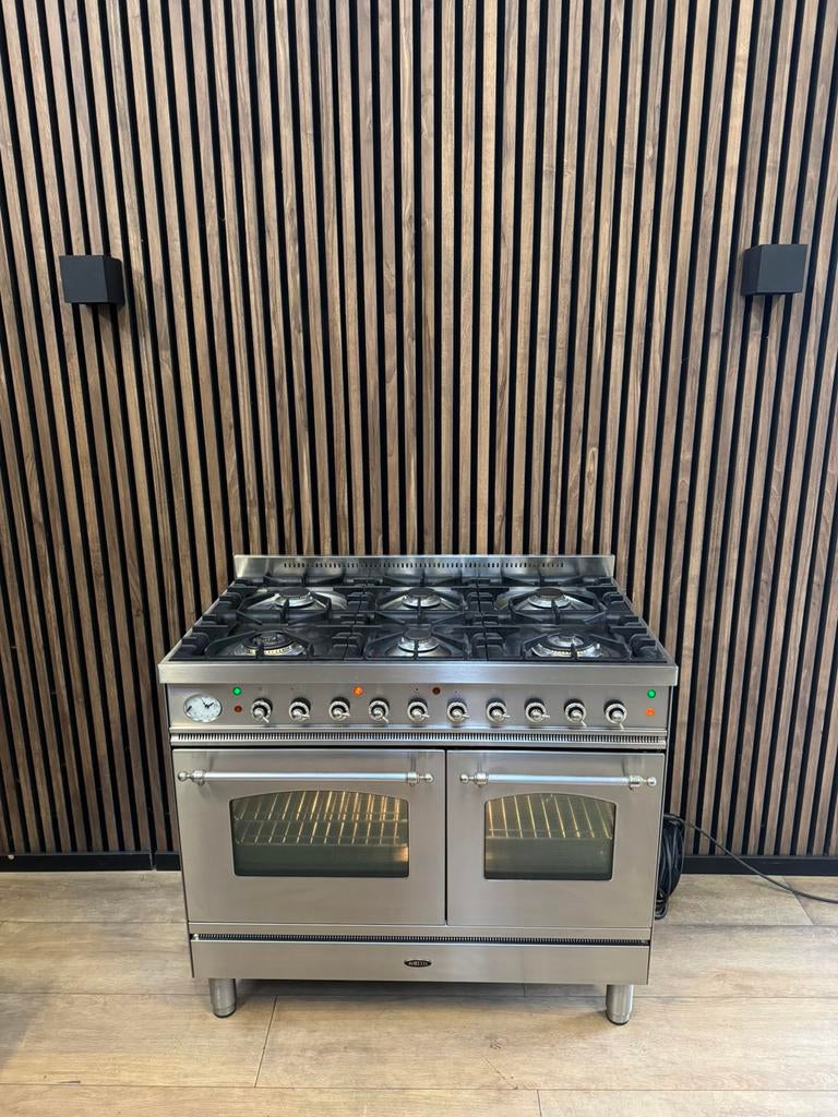 Mooie Rvs Boretti Fornuis 100 cm breed (Gratis bezorgen), 5258sh, Ophalen of Verzenden, Zo goed als nieuw, Energieklasse A of zuiniger