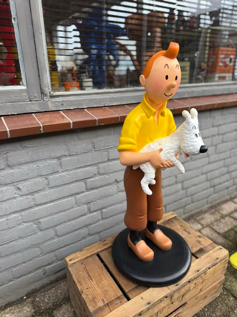 Groot Kuifje beeld met Bobby, Verzamelen, Beelden en Beeldjes, Ophalen, Zo goed als nieuw, Mens