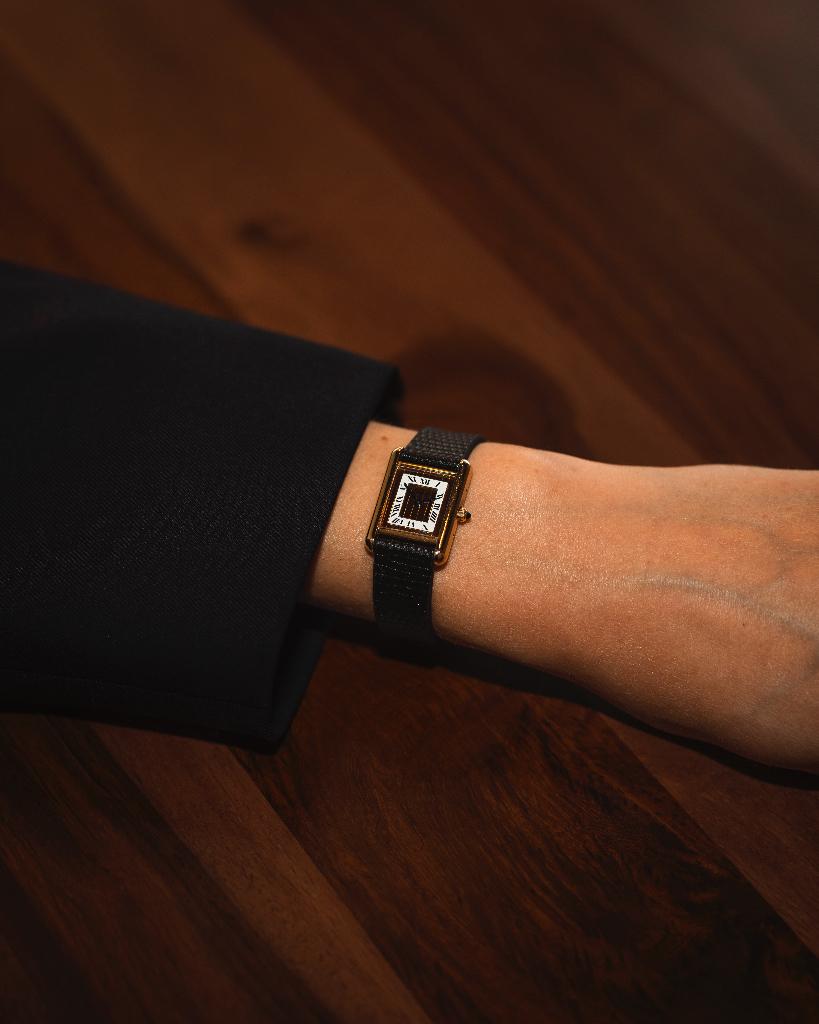 Cartier Tank Vermeil (366001), Sieraden, Tassen en Uiterlijk, Horloges | Dames, Overige merken, Leer, Polshorloge, Ophalen of Verzenden