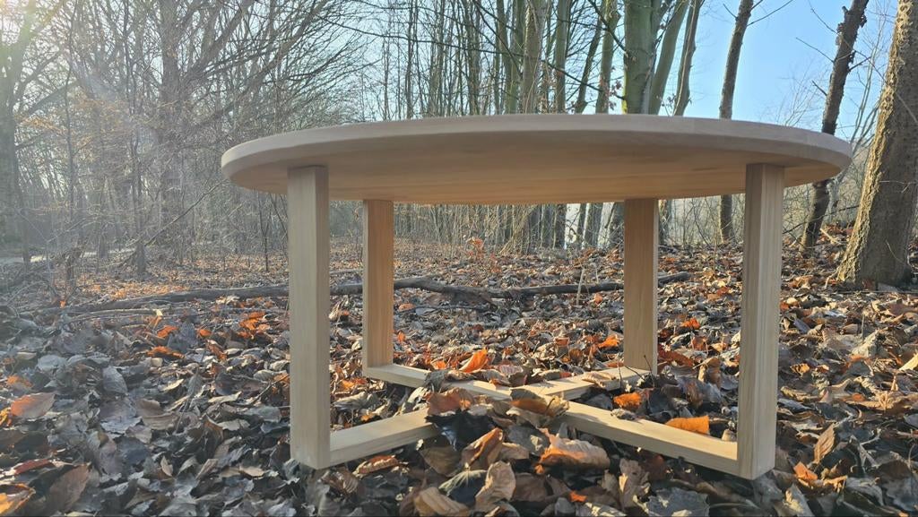 Handgemaakte Massieve eiken salontafel 95cm / japandi stijl, Huis en Inrichting, Tafels | Salontafels, Ophalen, 50 tot 100 cm