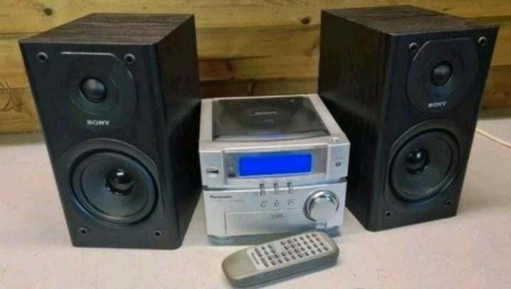 Panasonic stereo set sa-pm03 + sony speakers + afstandsbed., Audio, Tv en Foto, Karaoke-apparatuur, Ophalen of Verzenden