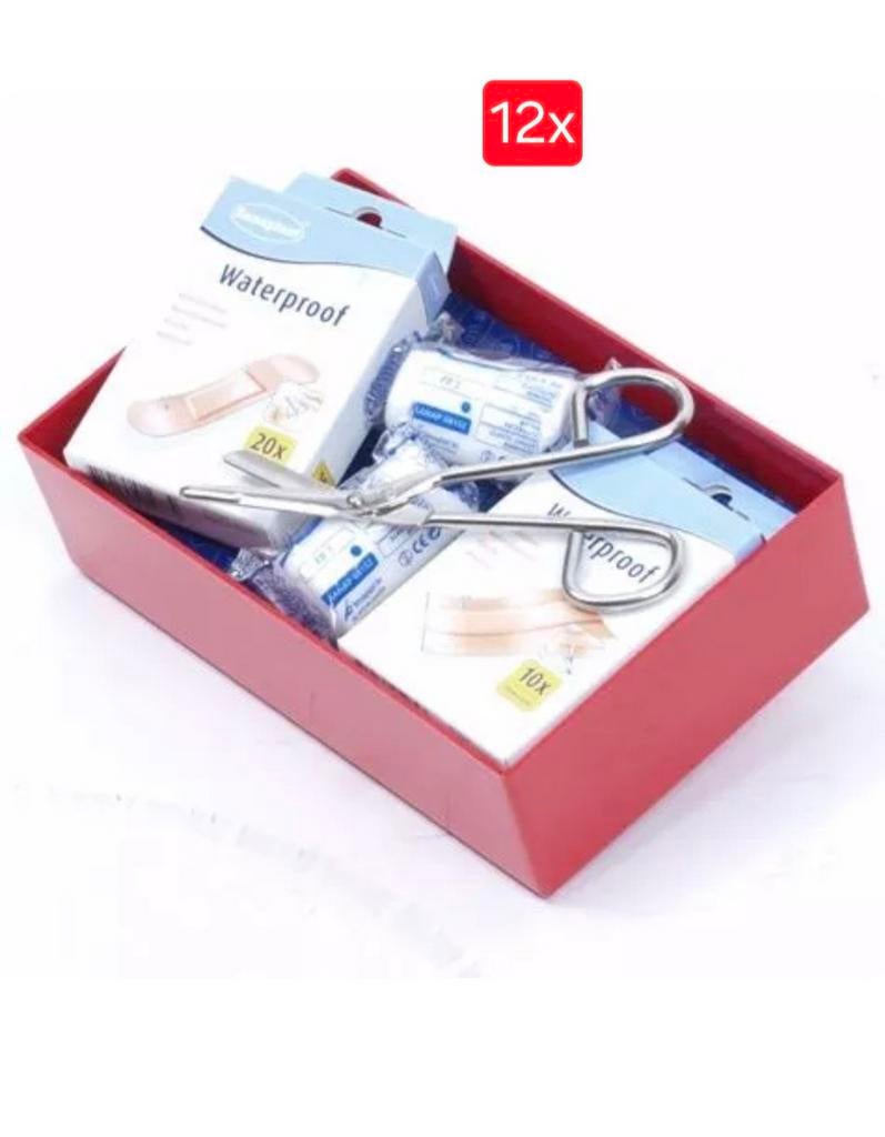 12x Verbandtrommel Sanaplast Komplete verbanddoos.
Inhoud:, Ophalen of Verzenden