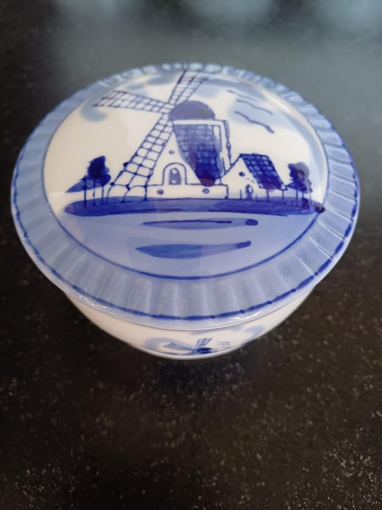 Delfts Blauw Schaaltje met Deksel, Antiek en Kunst, Antiek | Keramiek en Aardewerk, Ophalen of Verzenden