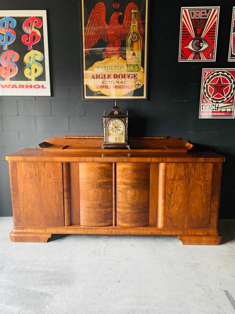 Antiek Vintage Art-Deco Brutalist Side Board Dressoir, Huis en Inrichting, Kasten | Dressoirs, Gebruikt, 200 cm of meer, 25 tot 50 cm