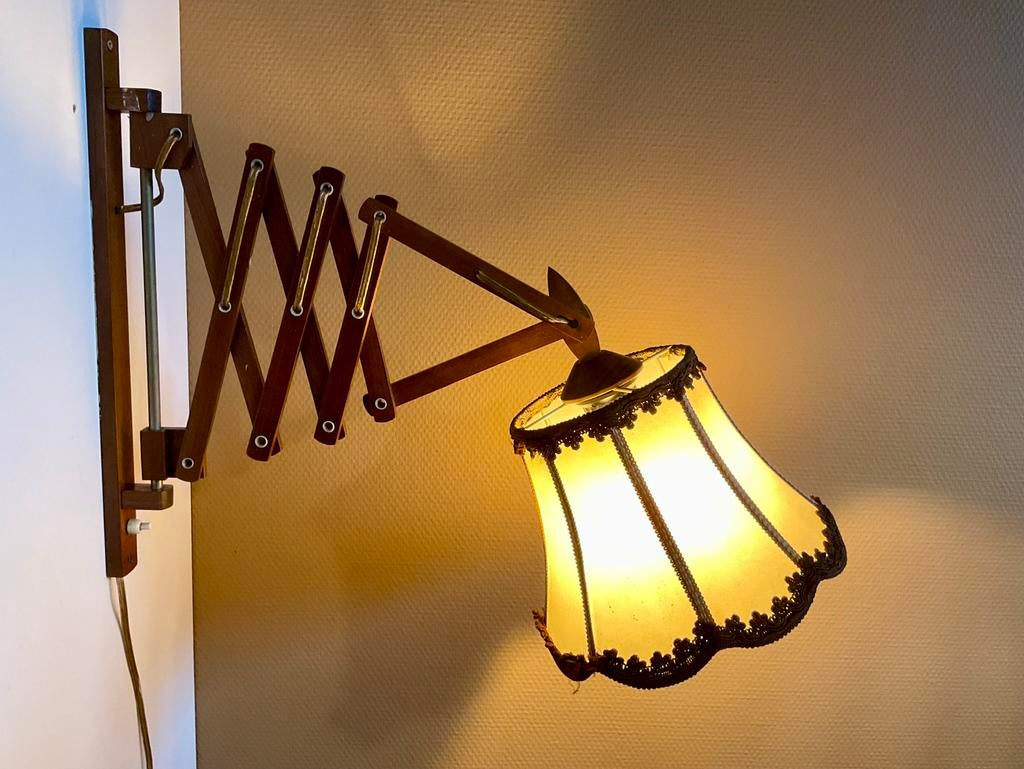 Prachtige vintage Schaarlamp met kap, Ophalen of Verzenden, Zo goed als nieuw